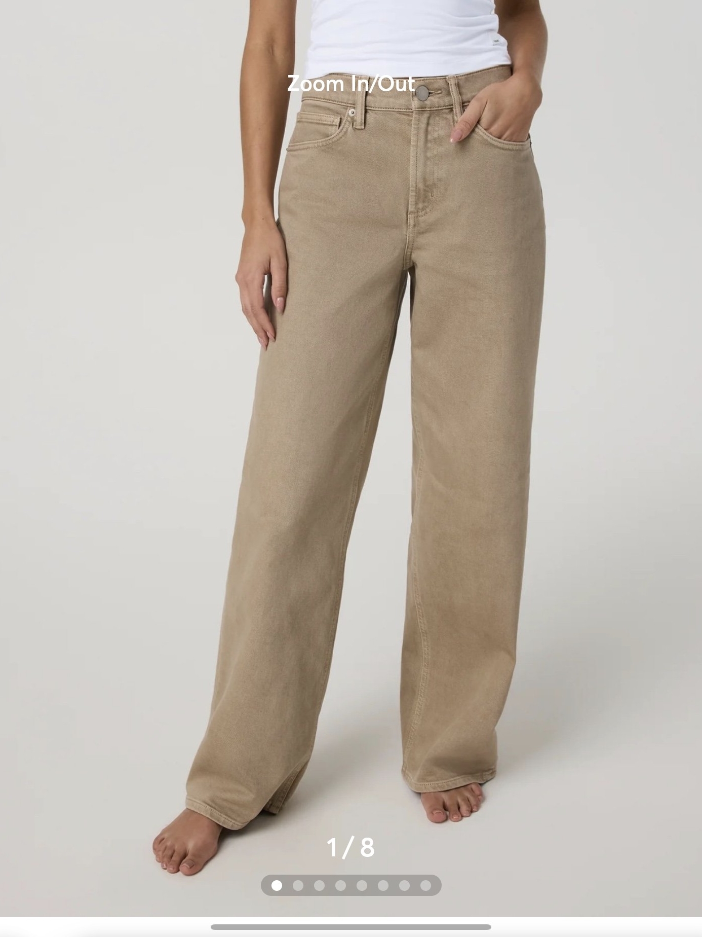 Vuori High-Rise Wide Leg Jeans In Sand *Flawed*